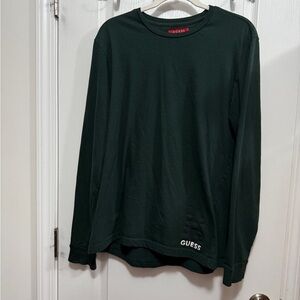 Guess long sleeve shirt Men’s XL green roses crew neck tee‎ classic LA NY